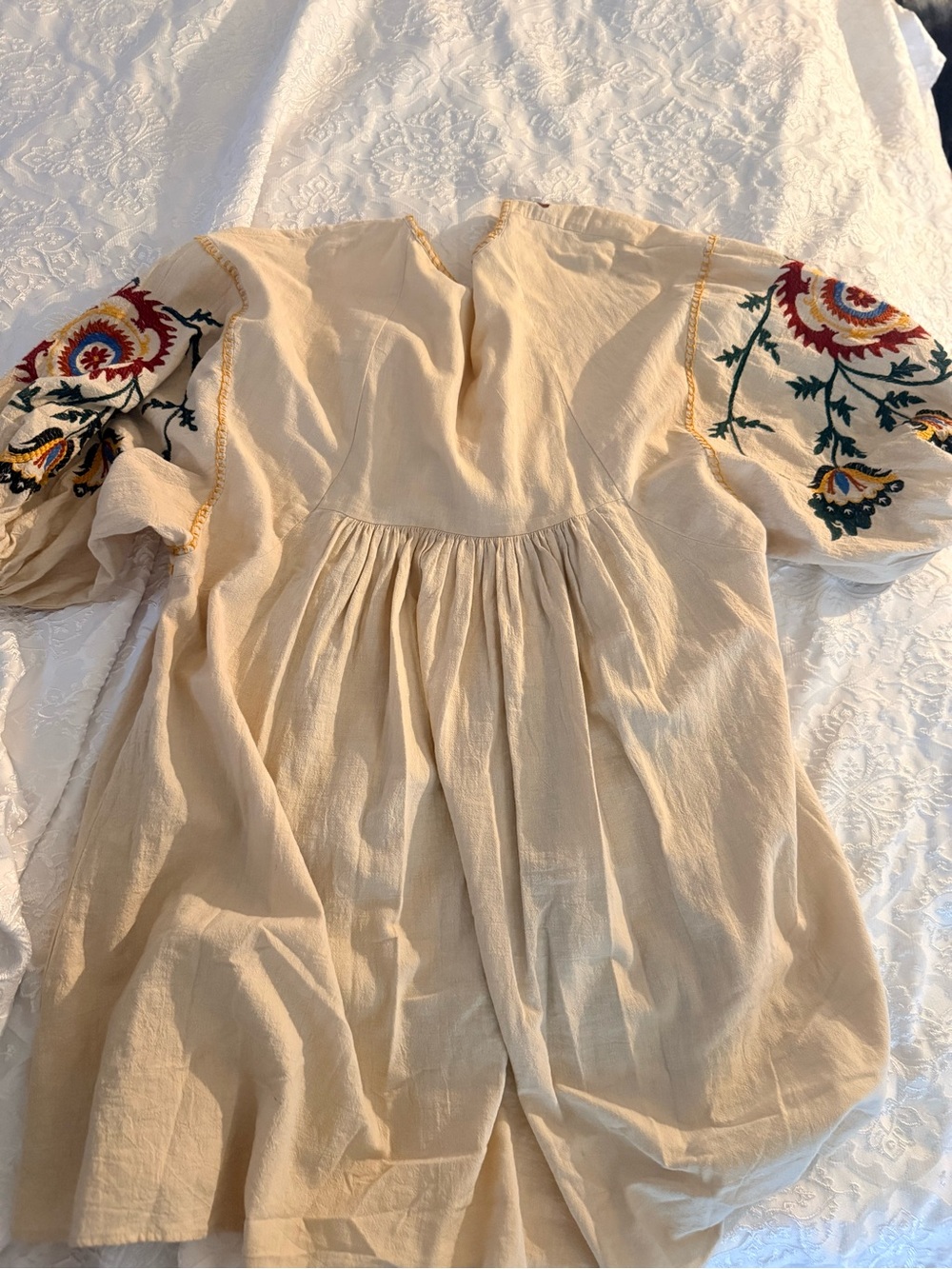 Zara Embroidered boho dress size S. Puff sleeve in excellent condition - Picture 8 of 8